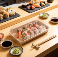 Boîte à sushi en papier kraft de qualité alimentaire recyclable, boîte à lunch avec revêtement PE, impression quadricolore, commandes personnalisées, cadeaux