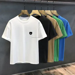 100% pure cotton summer men's short sleeved T-shirt, trendy large round neck, half sleeved, oversized, sporty and loose fitting