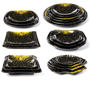 Assiette à sushi et dessert en mélamine A5, imitation porcelaine, motif diamant jaune, style japonais et coréen, pour hôtel, créative et irrégulière - Product Image 1