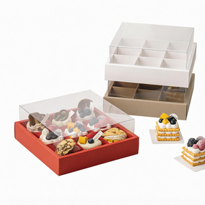 IMEE Paquete de 9 Cajas Cuadradas de 10 Pulgadas para Pasteles, Cupcakes, Pan, Donas, Frutas, Galletas, Postres, Repostería, Kraft Reciclable Transparente - Product Image 1