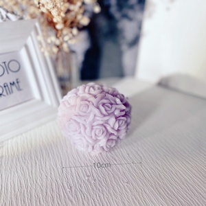 B-5228 3D सिलिकॉन मोल्ड हस्तनिर्मित गुलाब का फूल गेंद मोमबत्ती मोल्ड शादी की रस्म के लिए केक आभूषण Aromatherapy मोम ढालना शिल्प - Product Image 3