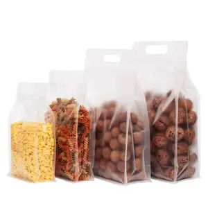 Food Grade Frosted Plastic Zak Voor Koop Rijst Verpakking Zakken Plastic Verpakking Platte Bodem Rits Zak Met Gat