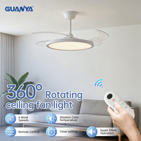 Ventilateur de plafond LED moderne à moteur DC, dimmable, avec télécommande, 6 vitesses, 7 pales, CRI 95 élevé, pour chambre à coucher