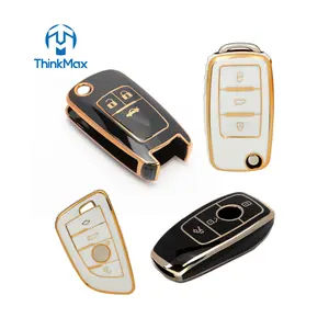 Soft TPU Golden Line Car Remote Key Case Cover Fashion Style Silicon For Tesla model 3 s x Toyota VW Audi Car key Shell Cover