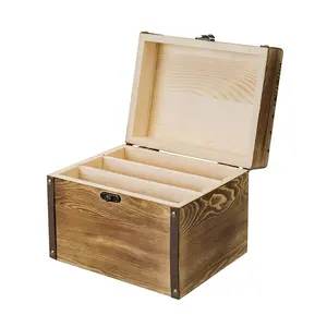 Kotak resep kayu tahan lama kotak Formula pinus bakar arang antik desain Retro negara grosir kustom