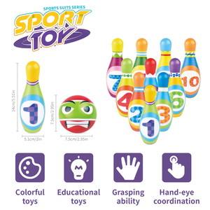 Jouets Lucky Toys pour l'éducation préscolaire, jeu de piquet et de boule, mini-jeux de bowling en <span class=keywords><strong>coton</strong></span> PU pour enfants - Product Image 4