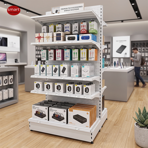 Estantería Góndola Metálica Blanca de Cuatro Niveles con Panel Trasero Perforado, Estantería Estándar para Supermercados y Tiendas de Conveniencia - Product Image 2