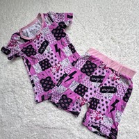 Ensembles de vêtements pour enfants unisexes en bambou à imprimé vintage décontracté RTS, tenue d'été, vente chaude, respirant, manches courtes, mode, 2 pièces