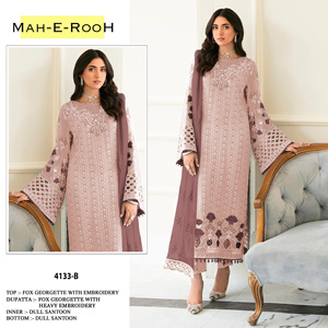 Venta al por mayor Georgette Salwar Kameez Suit con bordado elegante perfecto para bodas ocasión especial directo de suministro de fábrica - Product Image 2