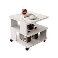 Mesa de Centro de Madera Cuadrada de Diseño Geométrico Moderno y Minimalista con Bordes Redondeados, Muebles para Sala de Estar, Dormitorio, Estudio, Sala de Estar Móvil