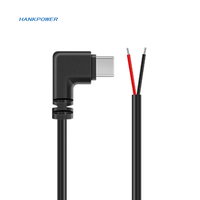 USB2.0 90 degrés à angle droit type-c mâle pour ouvrir nu 2 4 noyaux câble USB-C 0.25m 1m 2m