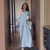 Ensemble trois pièces pour femme : gilet, pantalon et abaya – Tenue modeste, kaftan abaya respirant pour l'automne/le printemps