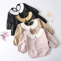 Bavoirs personnalisés en PU souple et imperméable, réutilisables, à manches longues, anti-salissures, type combinaison, pour l'alimentation des tout-petits filles