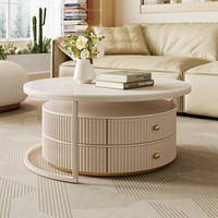 2025 Table basse blanche pure avec base ronde en métal Design moderne simple de luxe pour la maison pour les petits appartements et salons