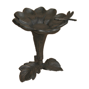 Cast Iron <strong>Bird</strong> <strong>Bath</strong> for Garden Leaf Shaped <strong>Pedestal</strong> Birdbath Traditional Style Rustic Metal Effect Standing Outdoor Water Bowl - Product Image 6