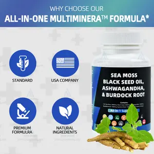 Effectieve Formule Klaar Voorraad Groothandel Private Label Zee Mos Ashwagandha Zwarte Zaadolie Multivitamine Seamoss Pillen Capsules