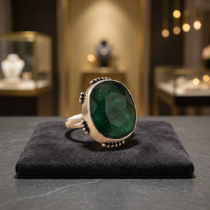 Art Palace 925 <b>Silver</b> Green Natural Stone Oval Cut Romantic Boho Style Statement Gemstone <b>Rings</b> <b>for</b> Women & <b>Men</b> - Product Image 3