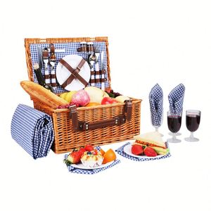 Artigianato di Raffreddamento Campeggio All'aperto Picnic Cesto di Vimini Per 4 - Product Image 6
