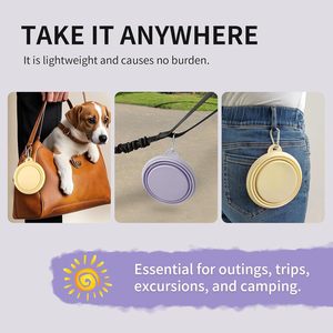Tazón de Silicona Plegable para Mascotas, Color Macaron, para Beber al Aire Libre, Tazón de Silicona para Comida y Agua, Tazón Portátil de Viaje para Mascotas - Product Image 5