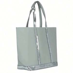 Sac de plage en toile de grande taille, réutilisable, bio, personnalisé, tendance, avec pochette - Product Image 5