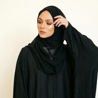 Abaya Farasha noire unie, vêtements modestes essentiels pour femmes, vêtements musulmans islamiques