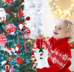 크리스마스 산타 나무 장식 산타 클로스 엘프 스칸디나비아 나무 장식 크리스마스 트리 장식 나무 벽 교수형