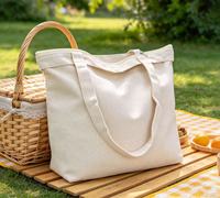 Sac fourre-tout en toile de coton avec fermeture éclair, logo personnalisé, MOQ flexible, pour femmes, pour les trajets quotidiens et le shopping, fermeture éclair supérieure sécurisée, sac à main