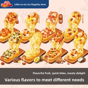 Vente en gros de pizzas en forme de bateau de la marque Niusazz, préparées à la fourneuse, au fromage, semi-finies, prêtes à consommer, 90g, conservation par congélation, vente chaude - Product Image 5