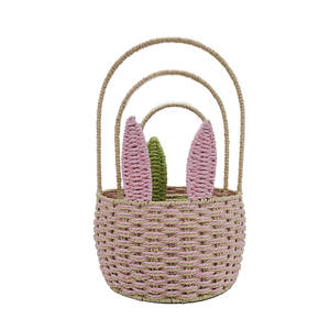 Panier cadeau de rangement en corde de papier personnalisé avec poignée - Product Image 1