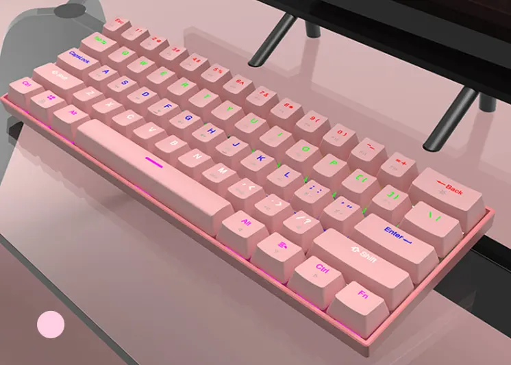 لوحة مفاتيح ميكانيكية مخصصة ألوان قوس قزح RGB 60% لوحة مفاتيح للألعاب سوات هوت