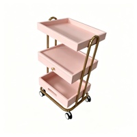 Chariot de Salon Multifonctionnel à 3 Niveaux avec Paniers de Rangement et Roues, Idéal pour la Cuisine et les Salons de Beauté