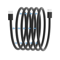 Cable USB Tipo-C a Tipo-C Retráctil Magnético de Nailon Trenzado 24AWG, Carga Rápida 3A, 1M, Negro, OEM ODM al por Mayor