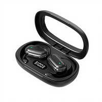 Earbuds OWS Nirkabel, Earphone Gantung Telinga, Olahraga, Gaming, Stereo, Layar Digital, Earphone Nirkabel Kustom