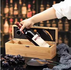 Boîte de rangement pour vin en bois <span class=keywords><strong>Magnum</strong></span> non finie pour les fêtes, avec un ensemble de <span class=keywords><strong>4</strong></span> accessoires pour le vin - Product Image 3