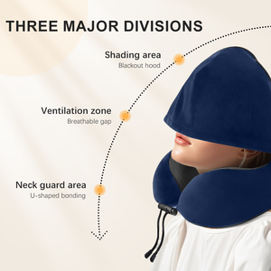 Kristal yumuşak kumaş ve Hoodie ile klasik u-şekilli bellek köpük seyahat boyun yastığı yastık - Product Image 4