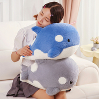 Coussins en coton PP Super Soct en forme de requin, dauphin et baleine, jouets en peluche rembourrés, doux et confortables, coussin dauphin bleu