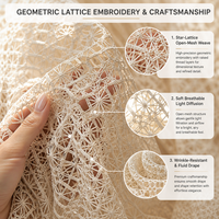 Voilages de luxe brodés à motif géométrique étoilé, en maille translucide, blanc pur, ivoire, champagne, personnalisables OEM
