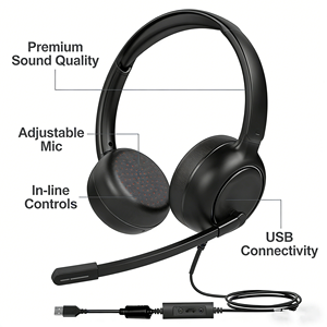 <span class=keywords><strong>Casque</strong></span> Binaural Filaire USB avec Microphone Anti-Bruit Qualcomm ENC et Fonction Mute, Idéal pour le Bureau et les Appels Professionnels - Product Image 3