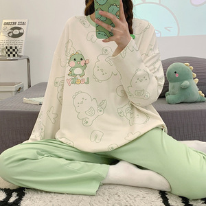Primavera Outono Meninas Conjuntos De Pijamas 2 Peça Bonito Dos Desenhos Animados Das Mulheres Pjs Casual Mujer Pijama Pijama para Mulher Set - Product Image 5