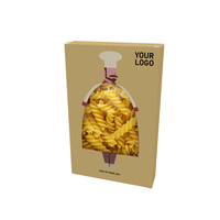 Boîte d'emballage en papier kraft pour pâtes nouilles, nouvelle conception personnalisée, recyclable, avec fenêtre de forme personnalisée