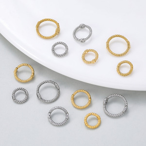 Anneau fileté en acier inoxydable électroplaqué, connecteur rond pour la fabrication de bracelets, accessoires de bijouterie - Product Image 1
