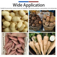 Complete Taro-aardappelverwerkingslijn van roestvrij staal, automatische industriële was-, schil-, snij- en friteusemachine voor groenten