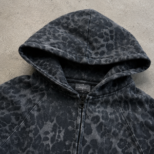 Sudadera con capucha negra personalizada <span class=keywords><strong>de</strong></span> diseñador con estampado <span class=keywords><strong>de</strong></span> leopardo, <span class=keywords><strong>de</strong></span> felpa francesa <span class=keywords><strong>de</strong></span> alto gramaje, estilo urbano, oversize, con cremallera para <span class=keywords><strong>hombre</strong></span> - Product Image 3