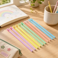 Crayons HB couleur macaron, 10 couleurs, corps triangulaire en plastique, prise ergonomique 3 faces avec embout et gomme, pour l'école et le bureau