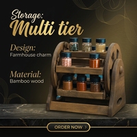 Étagère à épices en bois faite à la main, support de rangement pour herbes, organisateur de cuisine style ferme poli, décoration de Noël