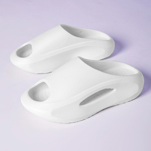 Tongs pour hommes à bout ouvert, semelle épaisse et souple, rehaussantes, pour l'extérieur et la maison, respirantes, pour l'été, chaussures de plage, blanc, noir, kaki - Product Image 1