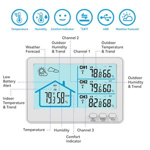Estación Meteorológica Electrónica Digital de Última Generación con Pantalla a Color Grande para Interiores y Exteriores con Sensor - Product Image 2