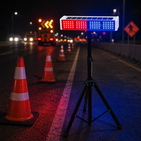 Feux de signalisation routière clignotants double face rouge et bleu, rechargeables à énergie solaire, balise de signalisation de chantier à double usage