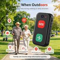 Pendentif d'appel d'urgence SOS 4G LTE D1 pour personnes âgées avec positionnement GPS Beidou LBS WiFi et appel vocal bidirectionnel pour la sécurité des seniors