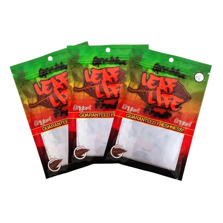 Stampa personalizzata richiudibile chiusura lampo plastica fumo tabacco sigaro avvolge sacchetto di imballaggio foglia Grabba Fronto